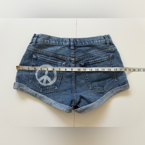Forever 21 Blue Jean Shorts with Peace Sign ☮️ ✌🏼 - Picture 4 of 6